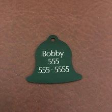 Load image into Gallery viewer, Cocker Spaniel, Dog, Green Bell Personalized Aluminum Tag Diamond Engraved Dog Cat Tag ID Tag Kitty Tag Puppy Tag, Collars CABAPLBT