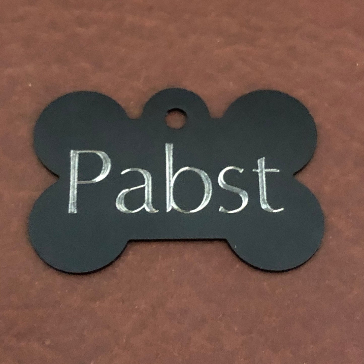 Paw Print, Large Black Bone Tag, Personalized Aluminum Tag, Diamond Engraved, Dog Tag, Puppy Tag, For Dog Collar, Lost Dog ID, PPBLBB