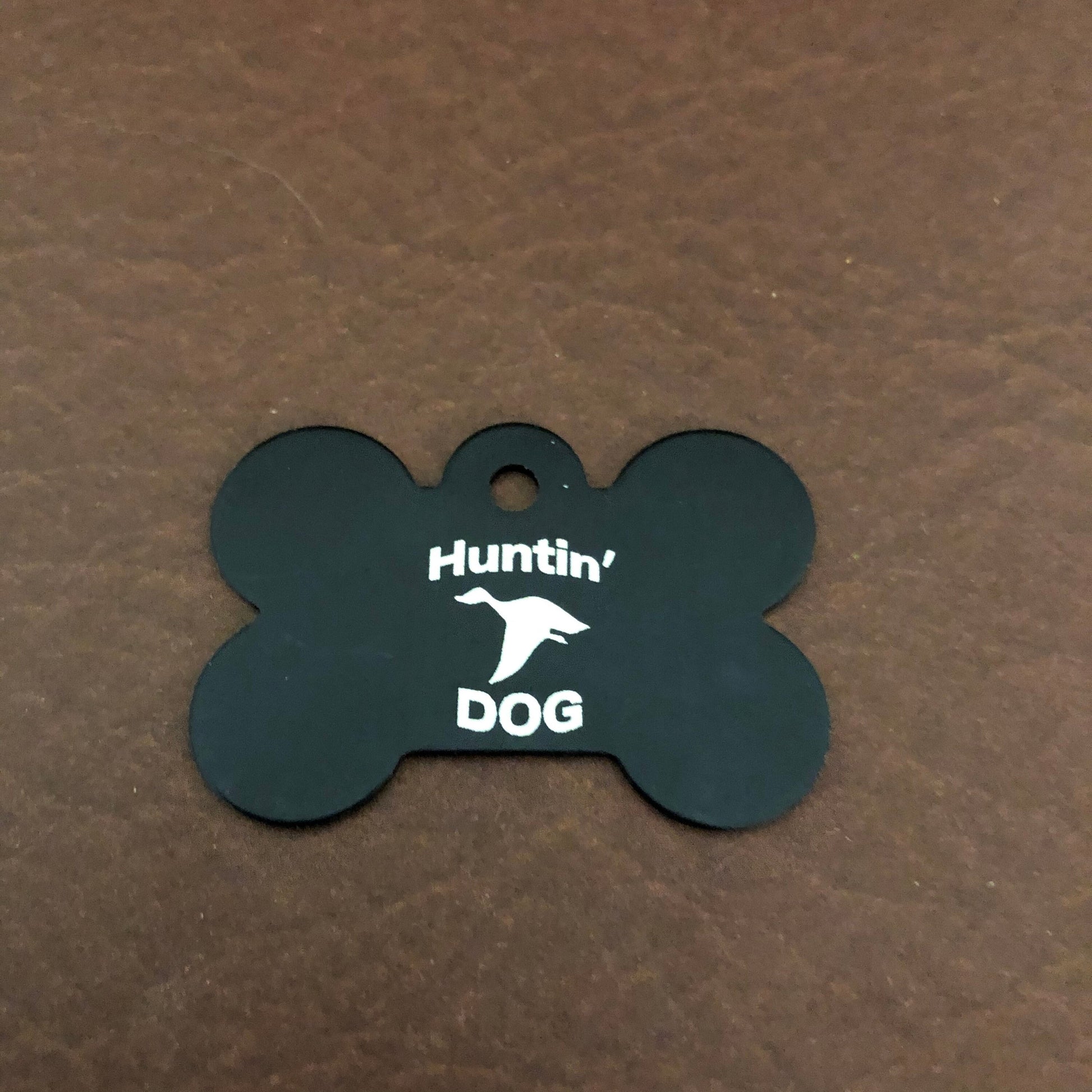 Huntin' Dog Large Black Bone Dog Tag. Personalized Aluminum Tag. Diamond Engraved. Dog Tag. Small Animal Tag, Puppy Tag, For Collar, HDLBB