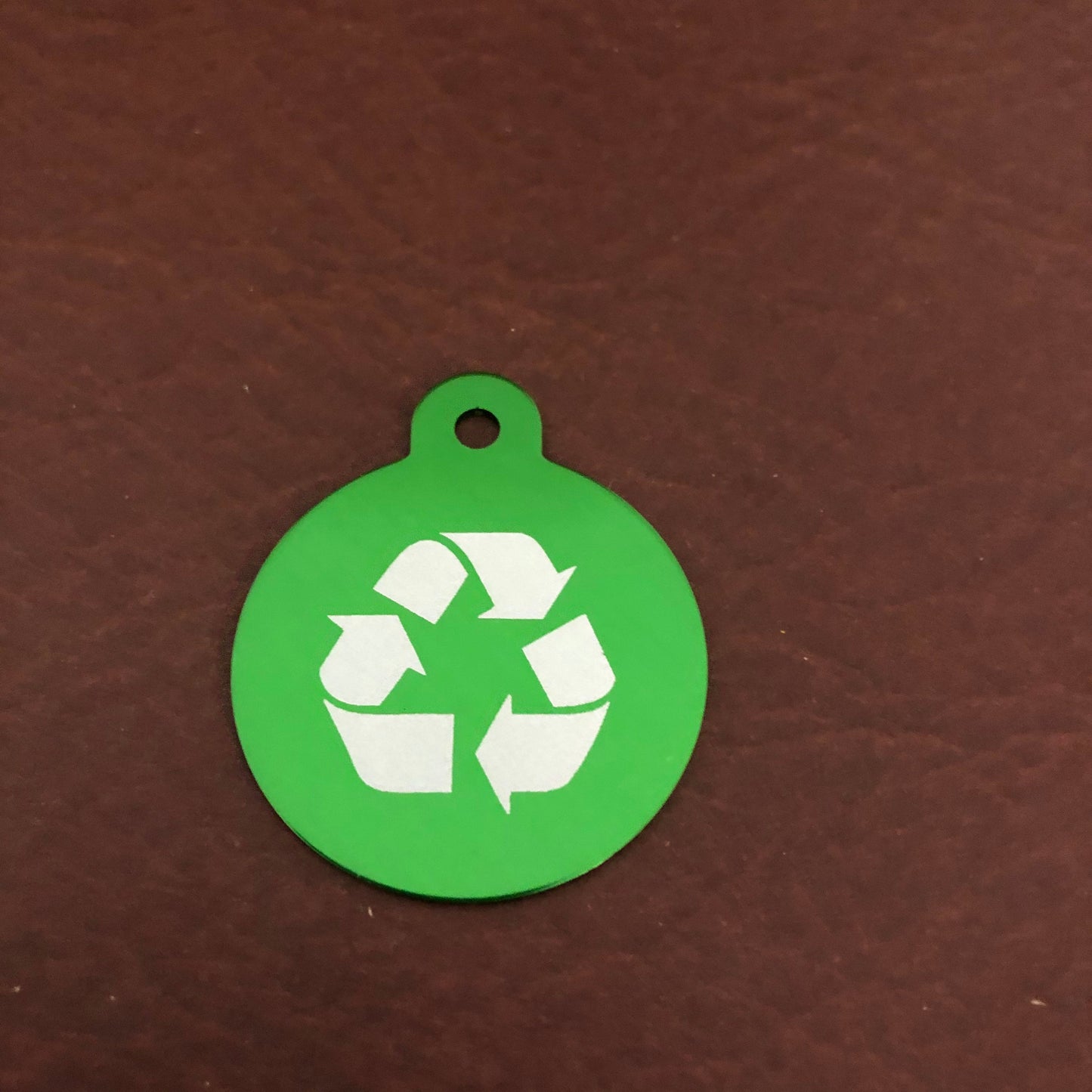 Recycle Symbol Organ Donation Large Green Circle Personalized Aluminum Tag Diamond Engraved Dog Tag Cat Tag Human ID Tag Kitty Puppy tag