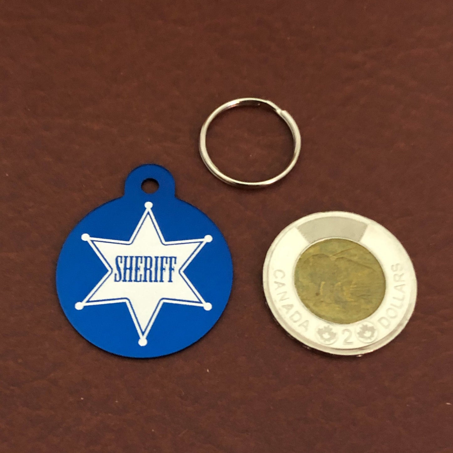 Sheriff Tag, Large Blue Circle Tag Personalized Aluminum Tag Diamond Engraved Dog Tag Cat Tag Animal Tag Kitty Tag Puppy Tag For Dog SBLBC