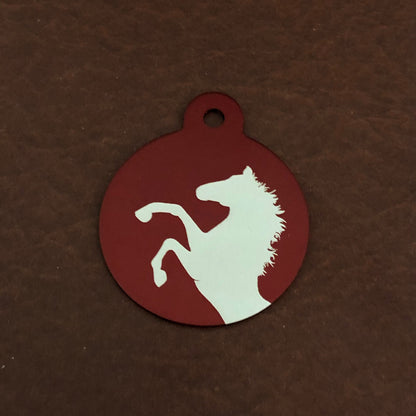 Horse, Large Red Circle, Personalized Aluminum Tag, Diamond Engraved, Dog Tag, Cat Tag, Animal Tag, Kitty Tag, Puppy Tag, Keychain,