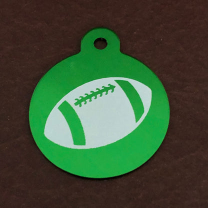 Football Large Green Circle Tag Personalized Aluminum Tag, Diamond Engraved Dog Tag, Cat Tag, Puppy Tag, For Dog Collar, FBLGCT