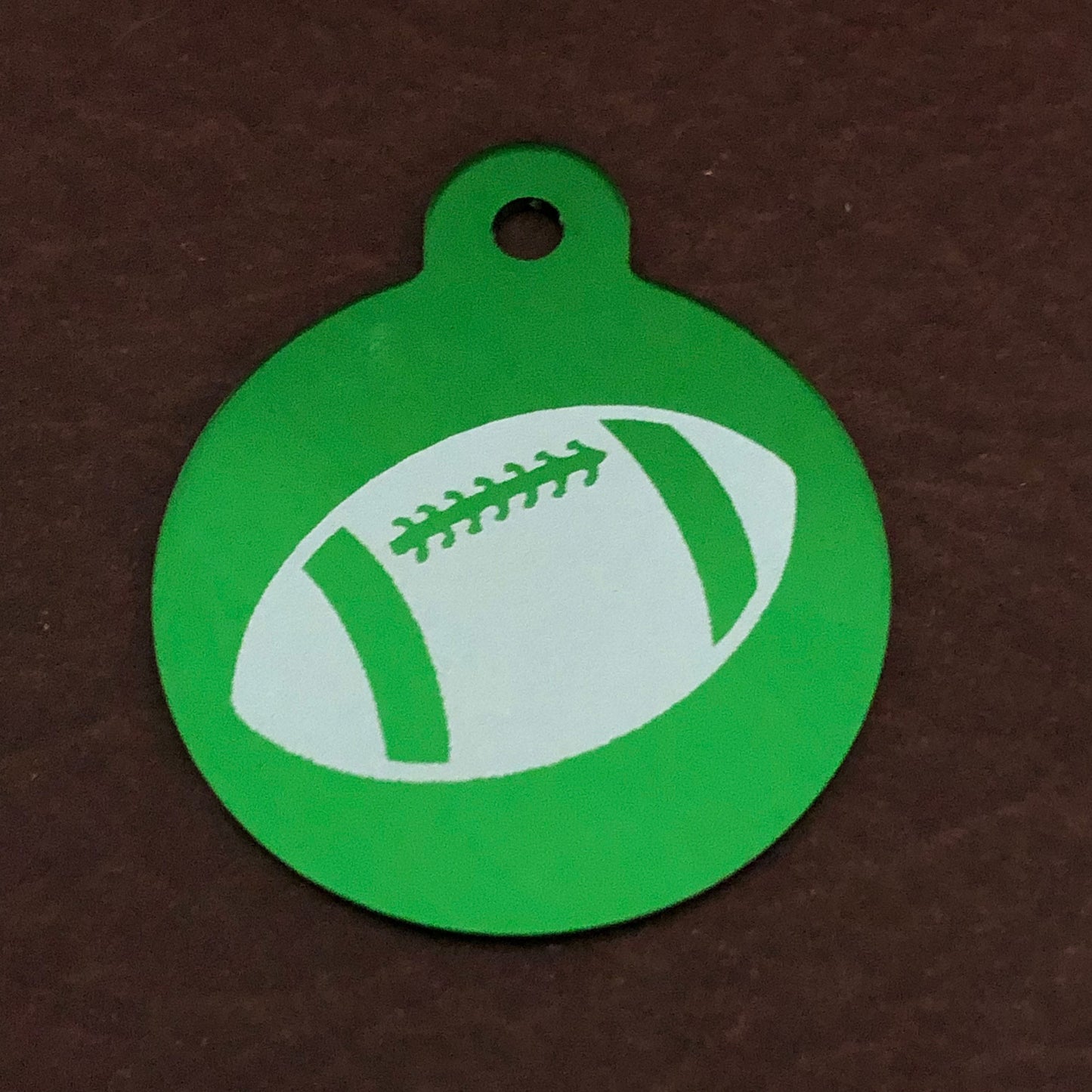 Football Large Green Circle Personalized Aluminum Tag Diamond Engraved Keychain Key Chain