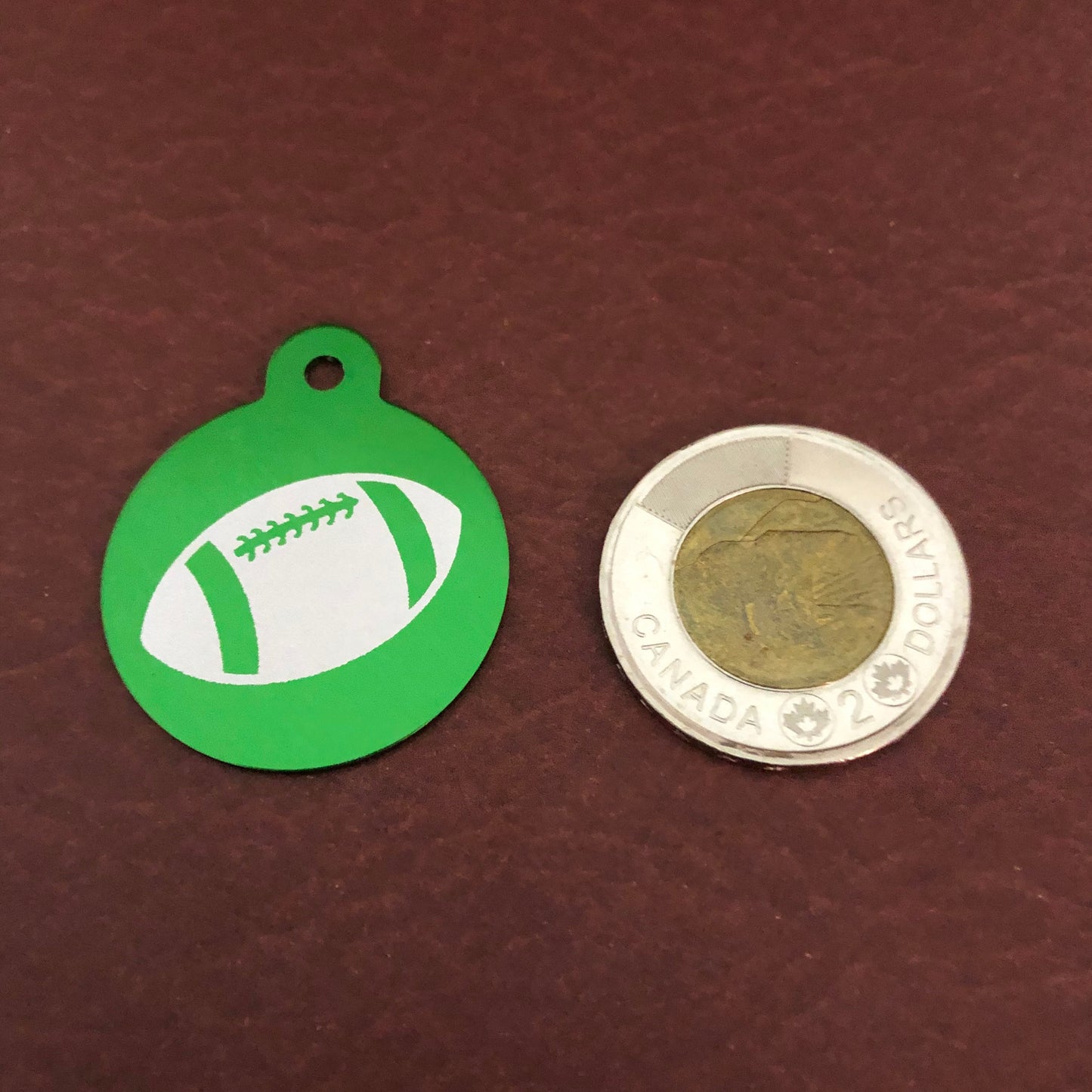 Football Large Green Circle Tag Personalized Aluminum Tag, Diamond Engraved Dog Tag, Cat Tag, Puppy Tag, For Dog Collar, FBLGCT