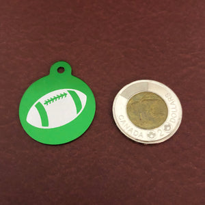 Football Large Green Circle Personalized Aluminum Tag Diamond Engraved Keychain Key Chain