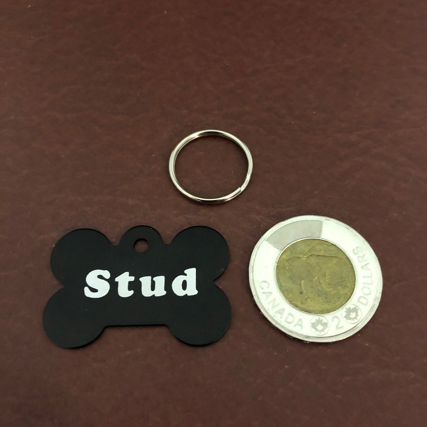 Stud, Large Black Bone Dog Tag, Personalized Aluminum Tag, Diamond Engraved, Dog Tag, Cat Tag, Puppy Tag, For Dog Collar, STUDLBB