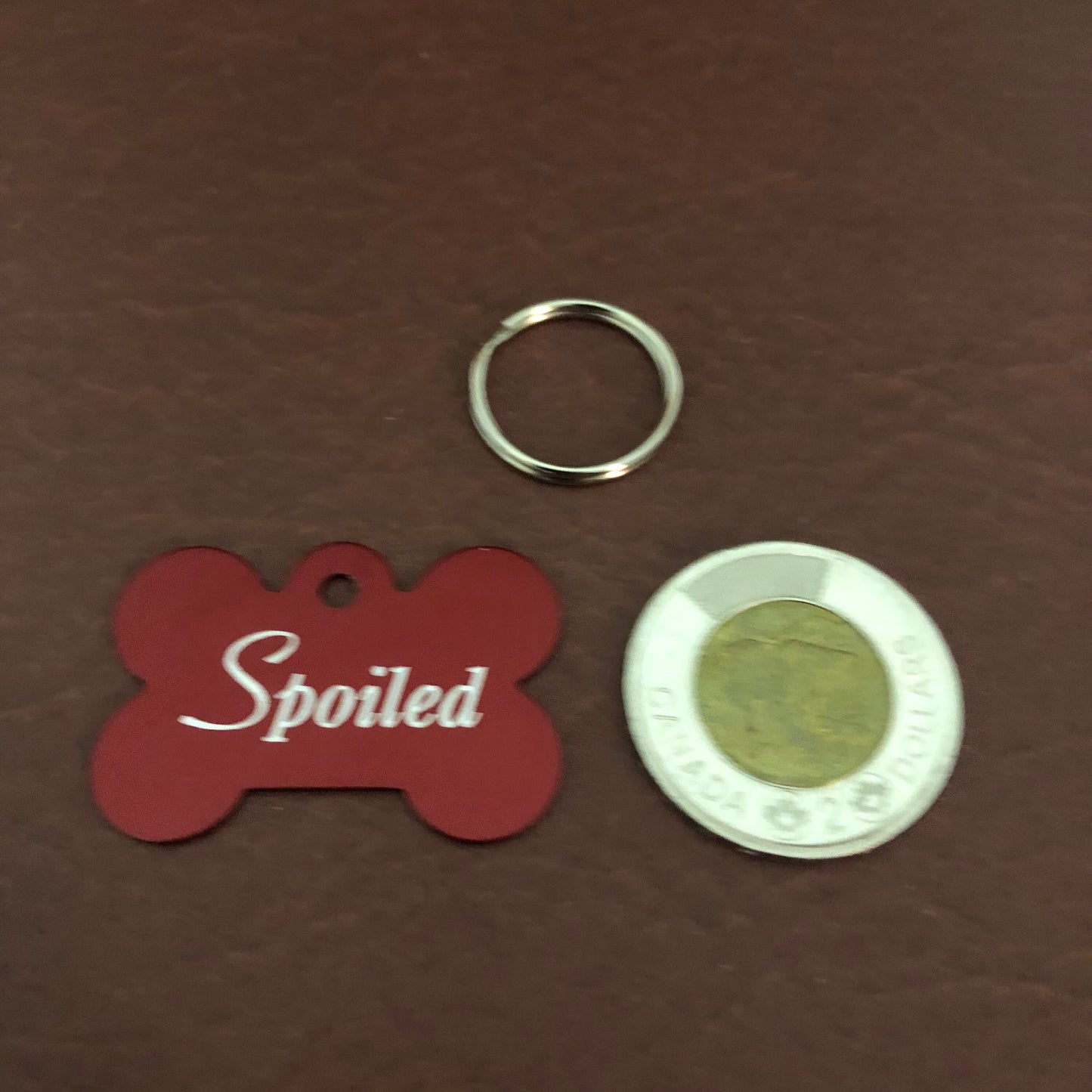 Spoiled Large Red Bone Personalized Aluminum Tag Diamond Engraved Dog Tag Puppy Tag