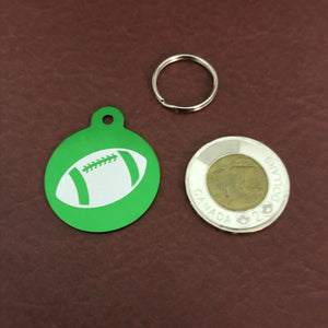 Football Large Green Circle Personalized Aluminum Tag Diamond Engraved Keychain Key Chain