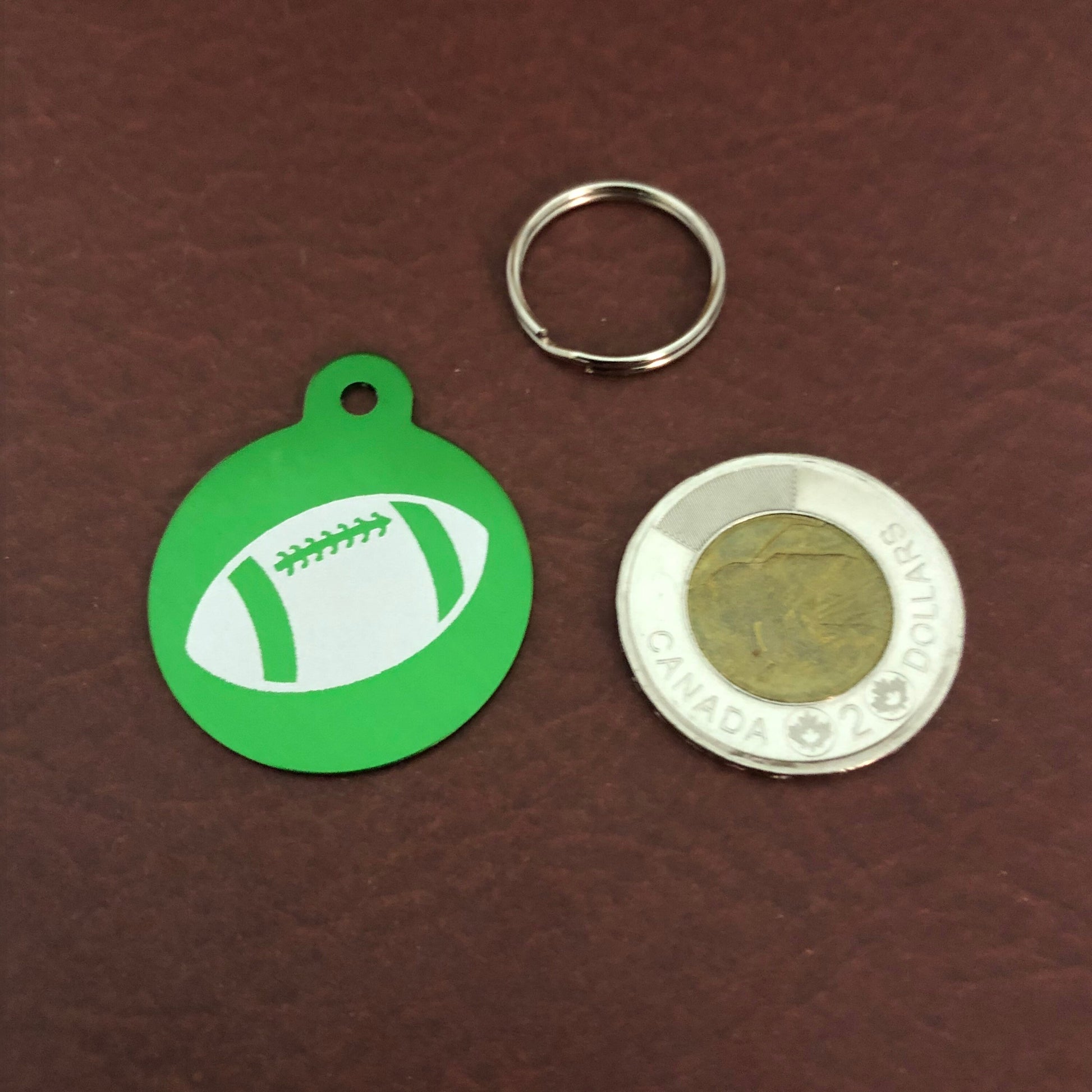 Football Large Green Circle Personalized Aluminum Tag Diamond Engraved Keychain Key Chain