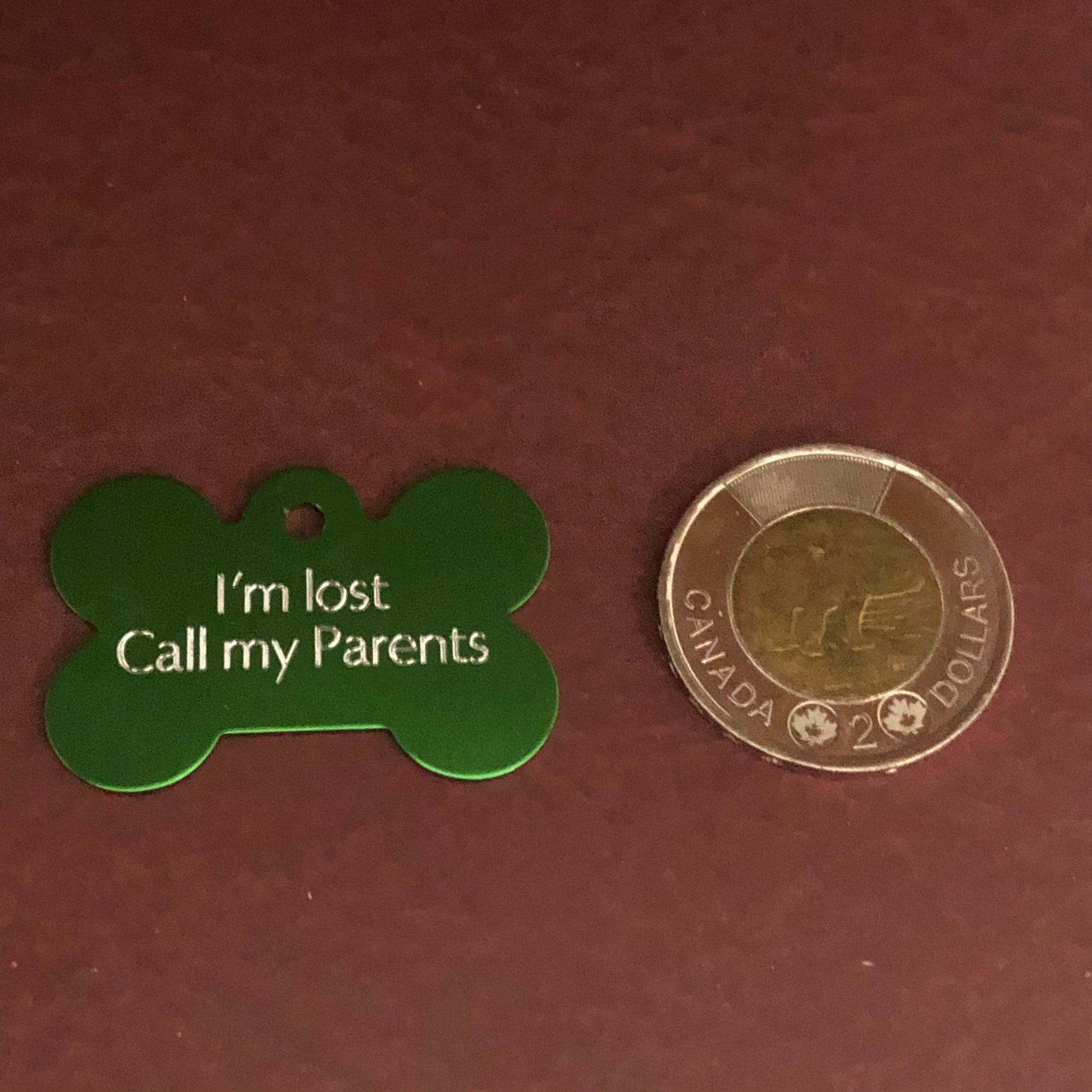 I’m lost Call my Parents Large Bone, Personalized Aluminum Tag, Diamond Engraved, Dog Tag, Cat Tag, ID Tag, Puppy Tag, Lost Dog id, ILCMPRLB