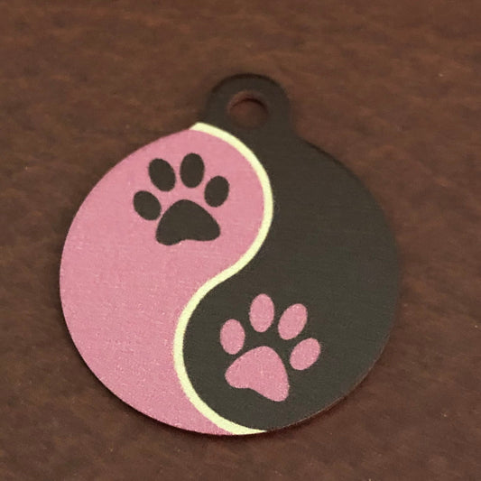 Tickled Pink Paws Large Circle Tag Personalized Aluminum Tag Diamond Engraved Puppy Tag Kitty Tag Dog Tag Cat Tag