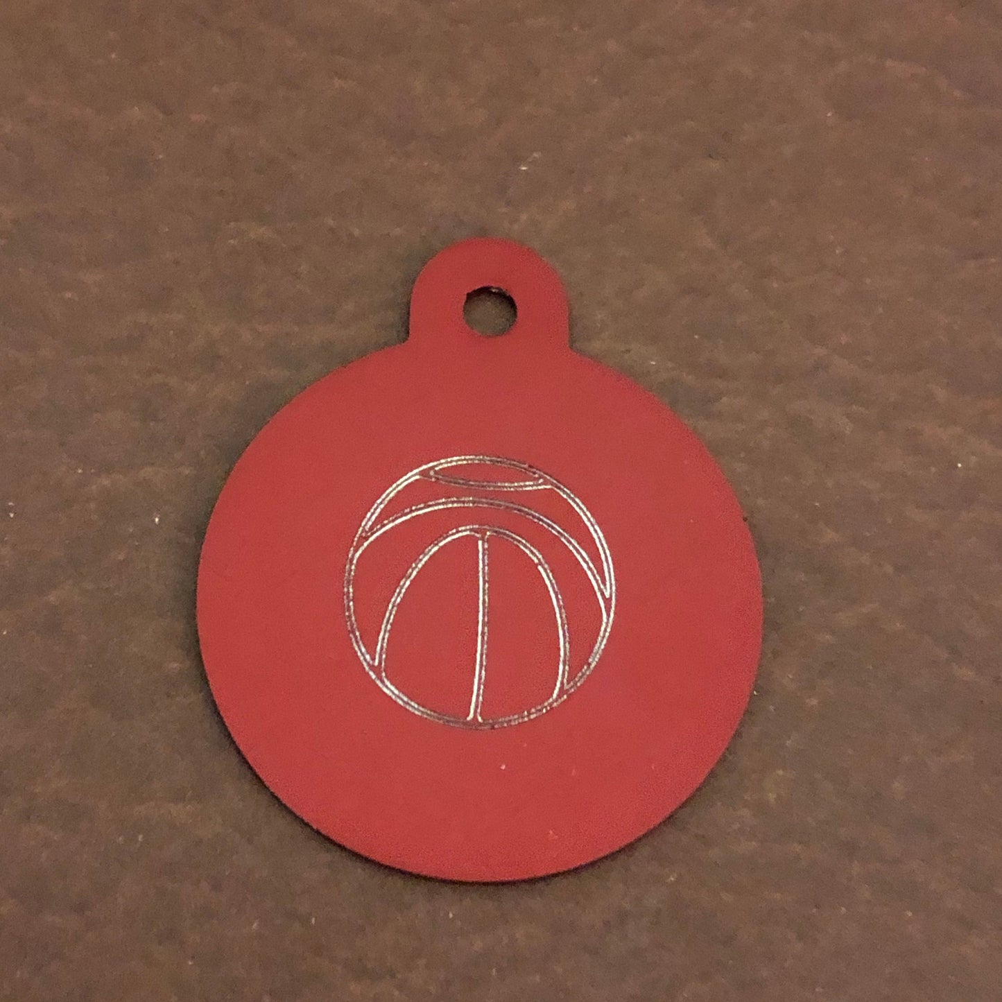 Basketball, Volleyball Large Circle Aluminum Tag Personalized Diamond Engraved Human ID Tag for Bags, Backpacks, Key Chain Keychain CAuAPLCT