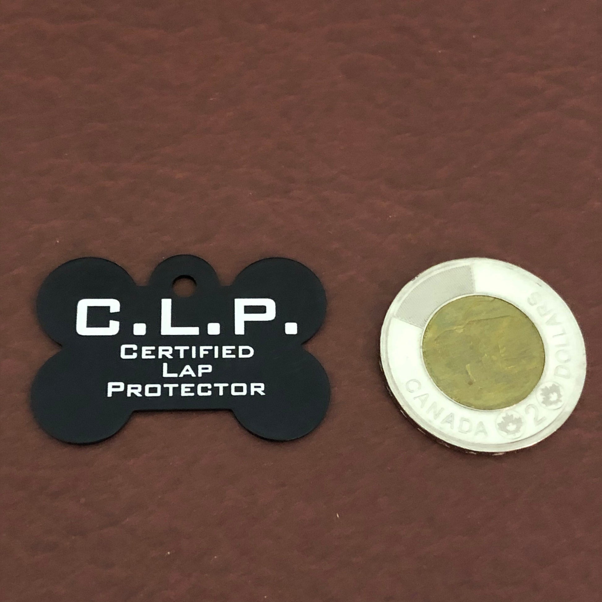 C.L.P. Certified Lap Protector, Large Black Bone Dog Tag, Personalized Aluminum Tag, Diamond Engraved, Dog Tag, Puppy Tag, For Collar CLPLBB