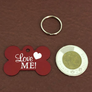 Love Me, Large Red Bone, Personalized Aluminum Tag, Diamond Engraved, Dog Tag, Puppy Tag, For Dog Collar, Gift for Puppy, LMLRB