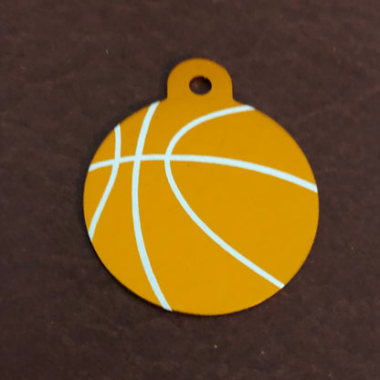 Basketball Large Orange Circle Personalized Aluminum Tag Diamond Engraved Dog Tag Cat Tag Animal Tag Kitty Tag Puppy, BKBLOCT2