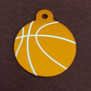 Basketball, Large Orange Circle Personalized Aluminum Tag, Diamond Engraved, Keychain, Key Chain, BKBLOCT
