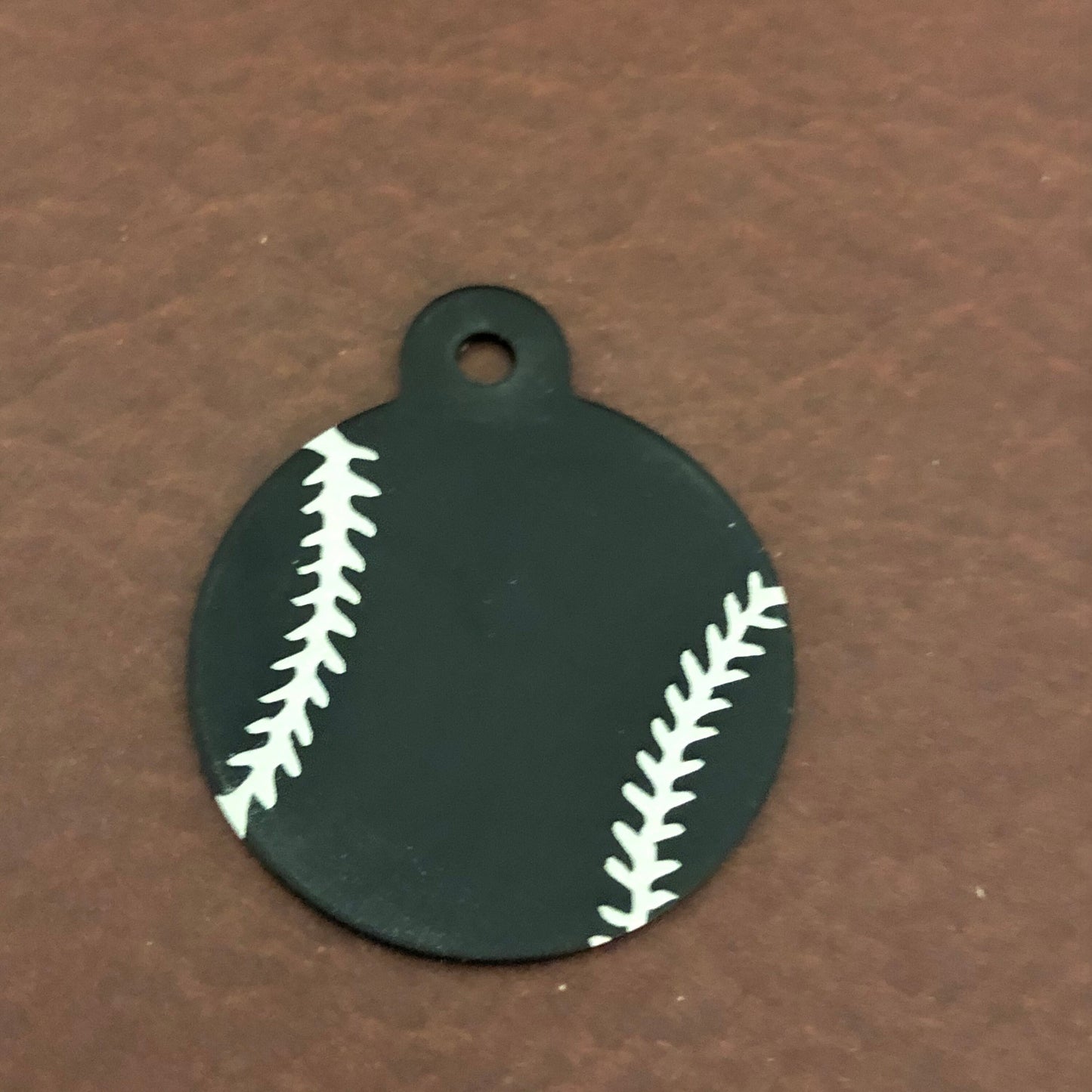 Baseball, Large Black Circle Tag, Personalized Aluminum Tag, Diamond Engraved, Dog Tag Cat Tag, ID Tag, For Dog Collar, Lost Dogs, BBLBCT2