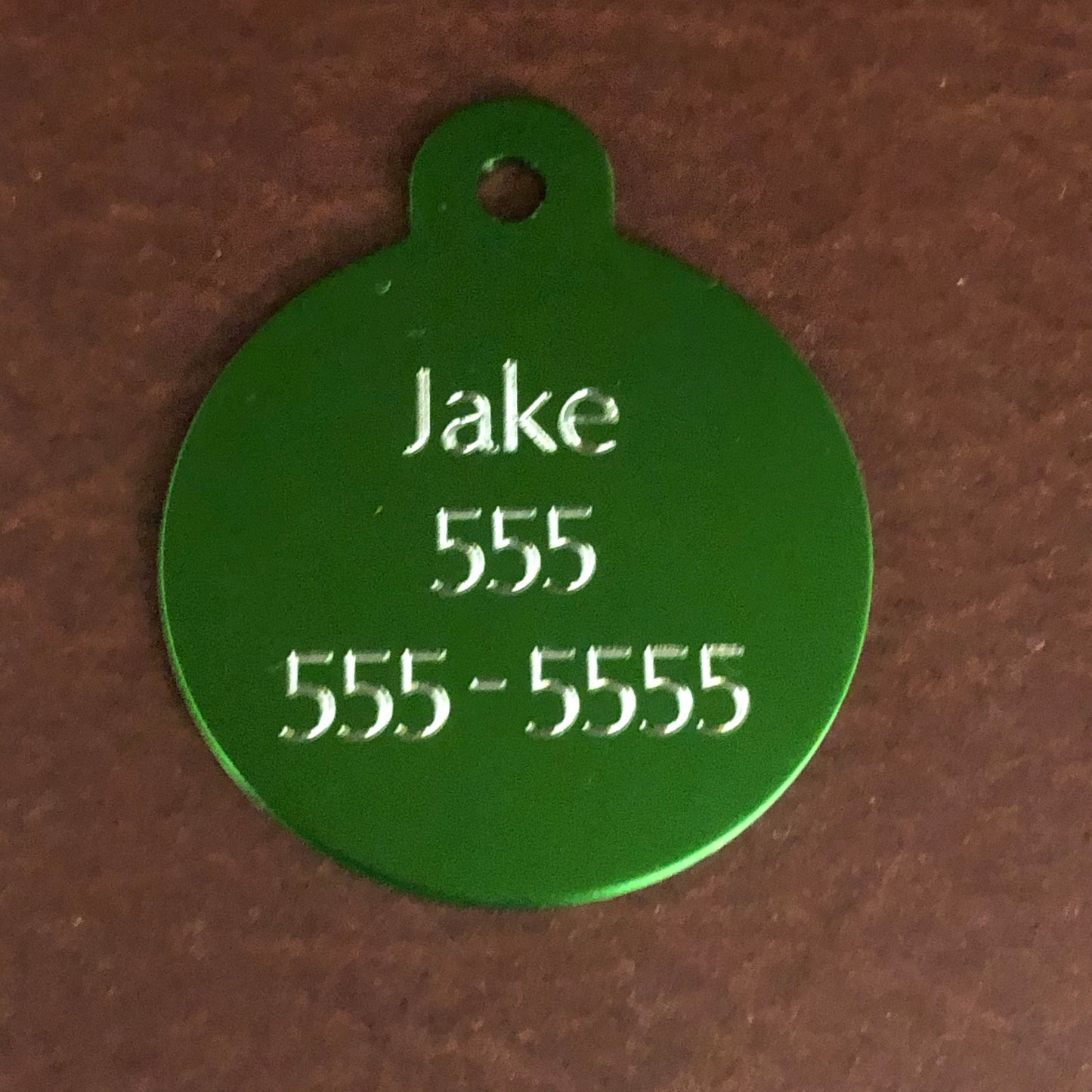 Football Large Green Circle Tag Personalized Aluminum Tag, Diamond Engraved Dog Tag, Cat Tag, Puppy Tag, For Dog Collar, FBLGCT