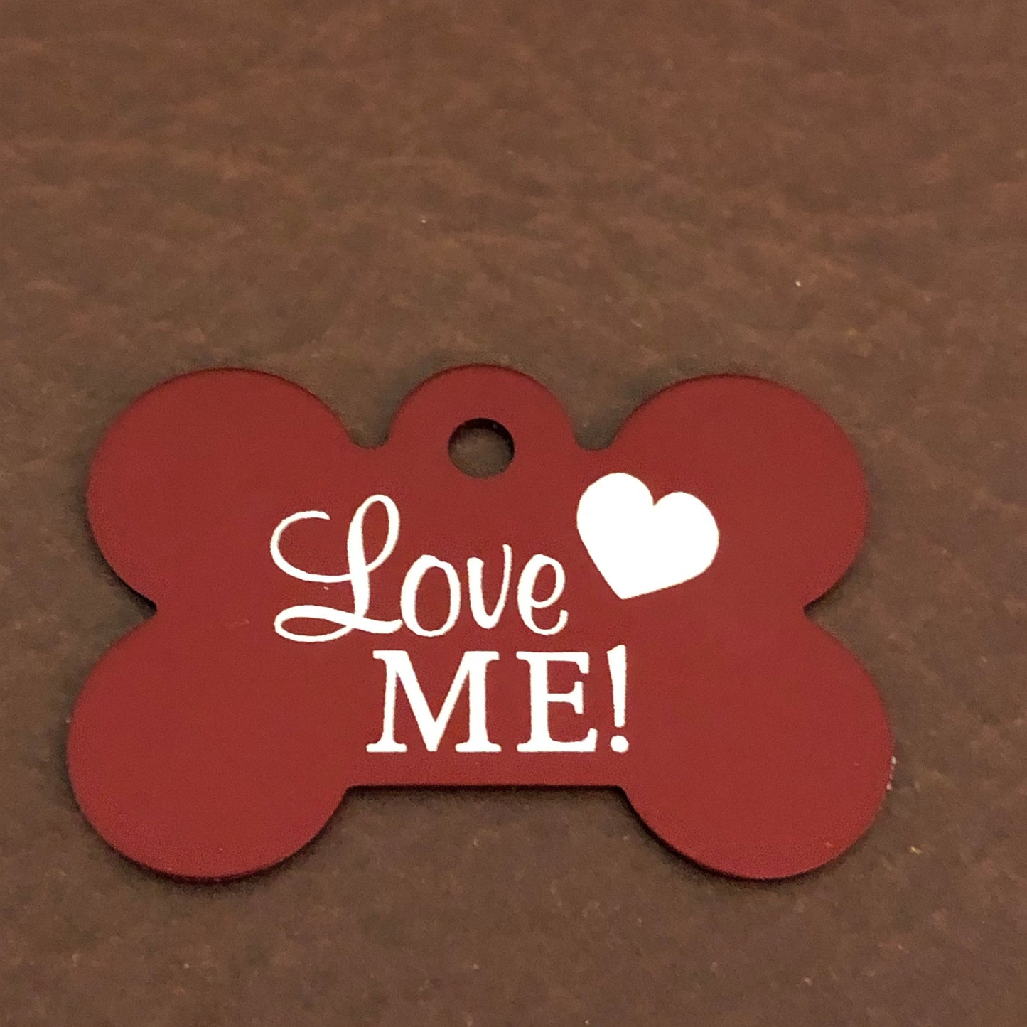 Love Me, Large Red Bone, Personalized Aluminum Tag, Diamond Engraved, Dog Tag, Puppy Tag, For Dog Collar, Gift for Puppy, LMLRB