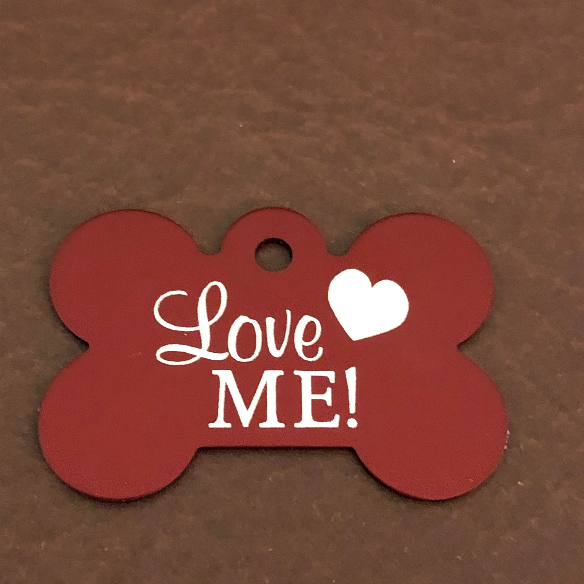 Love Me, Large Red Bone, Personalized Aluminum Tag, Diamond Engraved, Dog Tag, Puppy Tag, For Dog Collar, Gift for Puppy, LMLRB