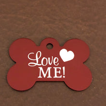 Load image into Gallery viewer, Love Me, Large Red Bone, Personalized Aluminum Tag, Diamond Engraved, Dog Tag, Puppy Tag, For Dog Collar, Gift for Puppy, LMLRB