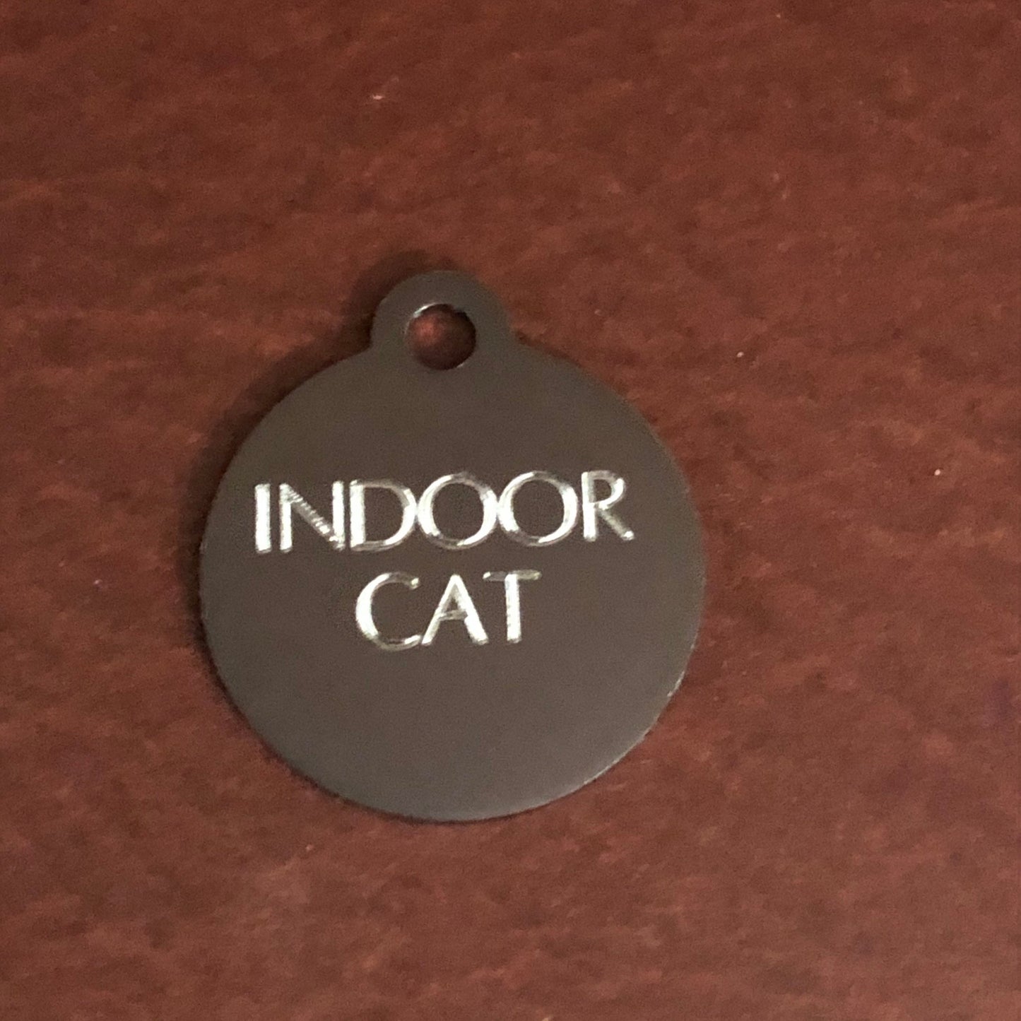 Indoor Cat Small Circle Aluminum Tag