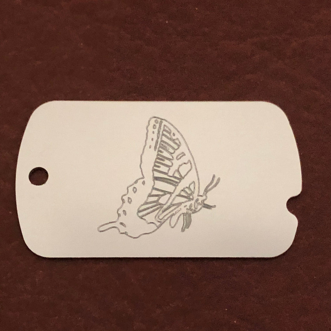 Butterfly, Personalized Aluminum ID Tag, Diamond Engraved, for Carry-on, Backpacks, Equipment Bags, Key Chains Suitcases, CA5AMI