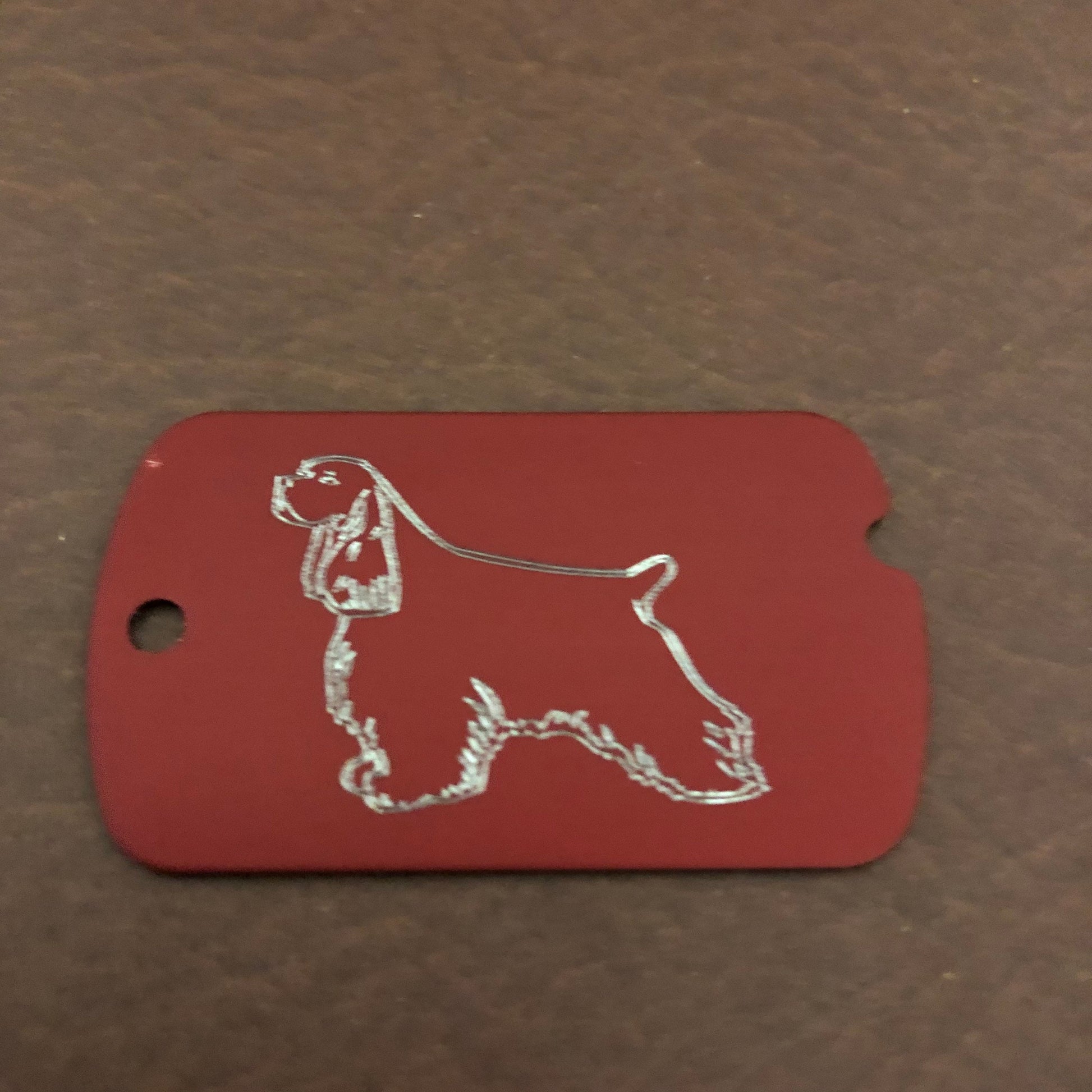 Cocker Spaniel, Personalized Aluminum ID Tag Diamond Engraved Perfect For Carry-on, Backpacks, Bags, Key Chains, Suitcases, CARAMI