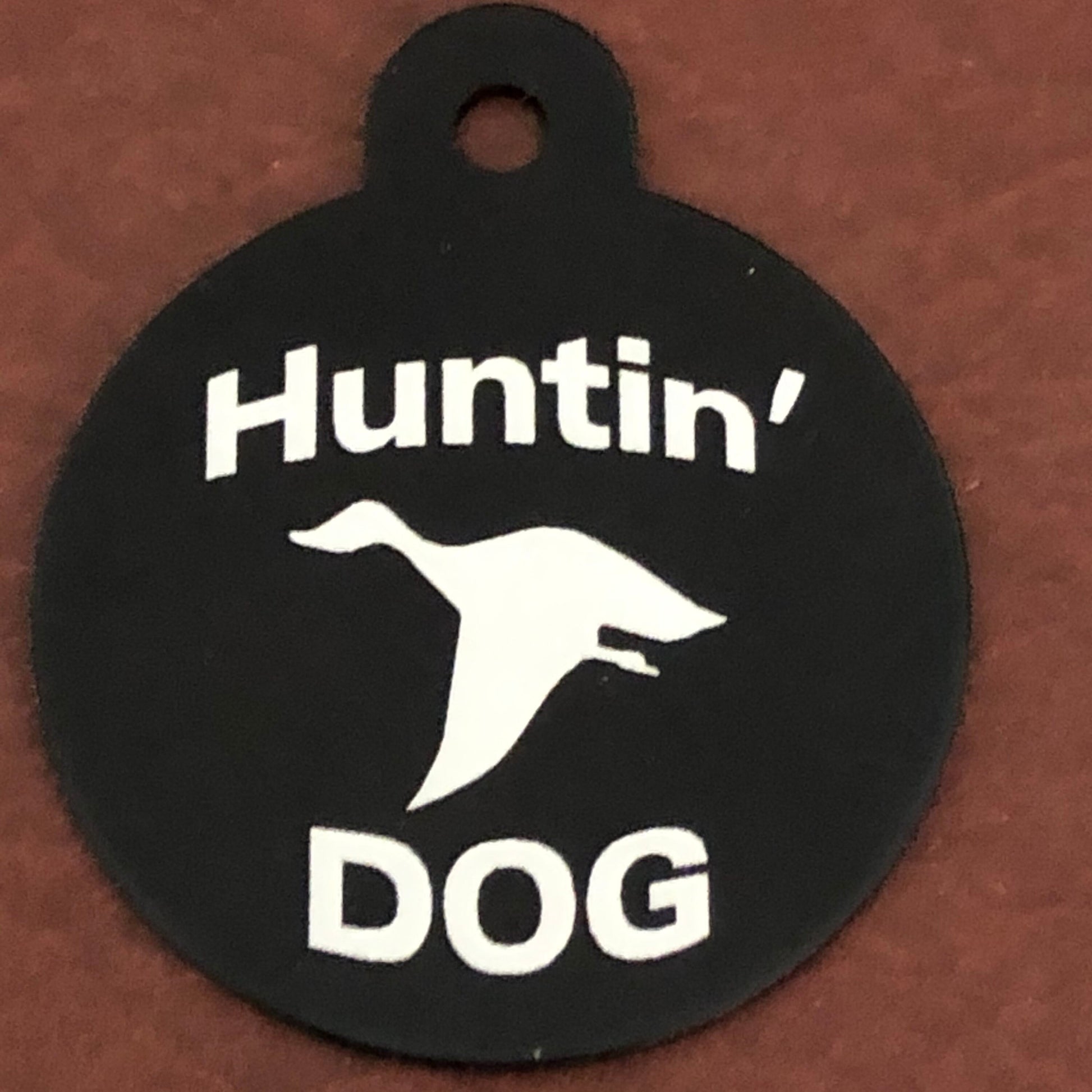 Huntin' Dog Large Circle Tag Black Personalized Aluminum Tag Diamond Engraved, Dog Tag, For Hunting Dog, Puppy Tag, For Dog Collar