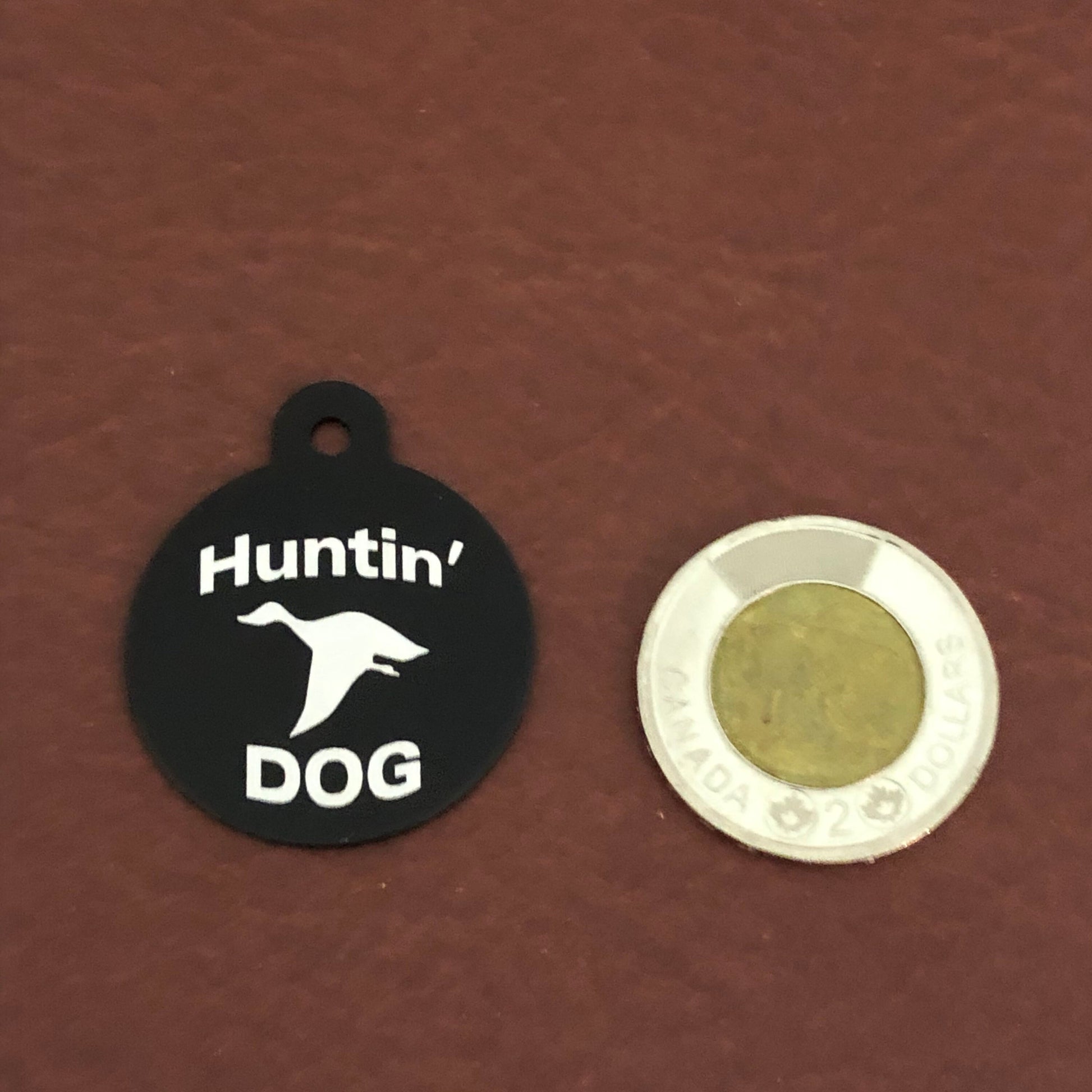 Huntin' Dog Large Circle Tag Black Personalized Aluminum Tag Diamond Engraved, Dog Tag, For Hunting Dog, Puppy Tag, For Dog Collar