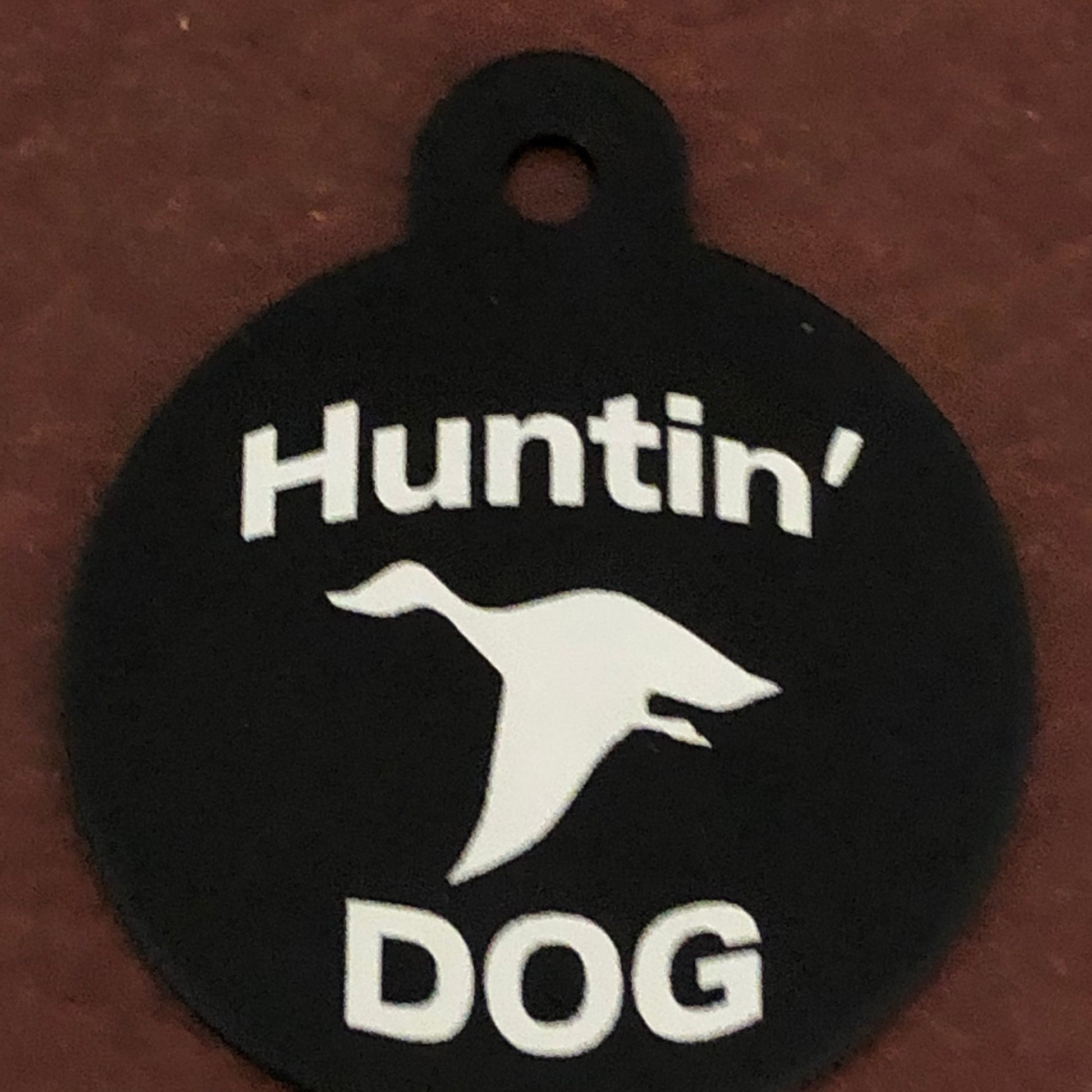 Huntin' Dog Large Circle Tag Black Personalized Aluminum Tag Diamond Engraved, Dog Tag, For Hunting Dog, Puppy Tag, For Dog Collar