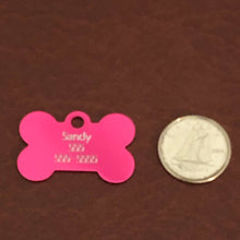 Load image into Gallery viewer, Princes Crown Design, Small Pink Bone, Personalized Aluminum Tag, Diamond Engraved, Dog Tag, Pet Tag, Puppy, ID Tags For Dog Collars, PCSPB