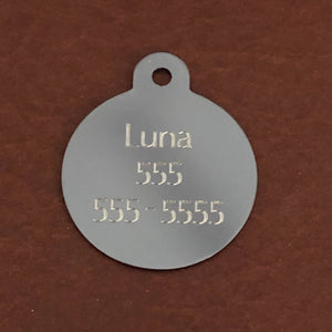 Outdoor Cat I Have a Home Large Circle Aluminum Tag Personalized Diamond Engraved Cat ID Tags, For Cat Collar, Lost Cat ID, OCIHAHLC
