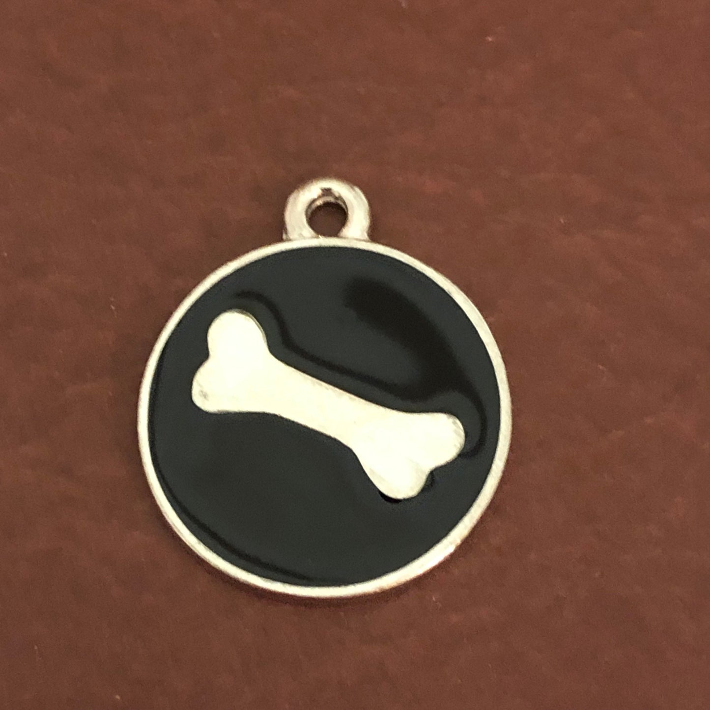 Bone Inlay, Large Pewter Circle Tag, Personalized Diamond Engraved, Dog Tag, Puppy Tag, For Dog Collars, For Puppy Collars Stuffing Stuffer