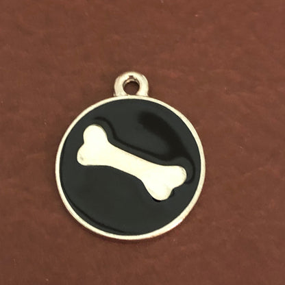 Bone Inlay, Large Pewter Circle Tag, Personalized Diamond Engraved, Dog Tag, Puppy Tag, For Dog Collars, For Puppy Collars Stuffing Stuffer