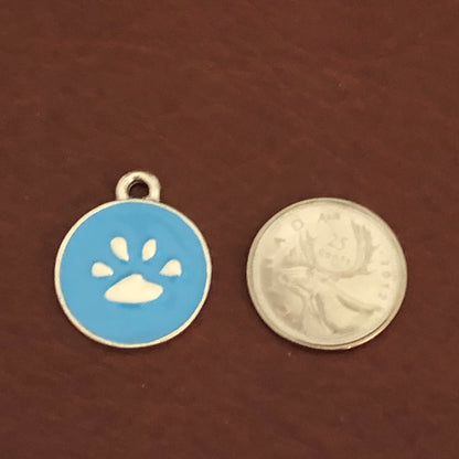 Blue Paw Print, Paw Small Pewter Circle Tag