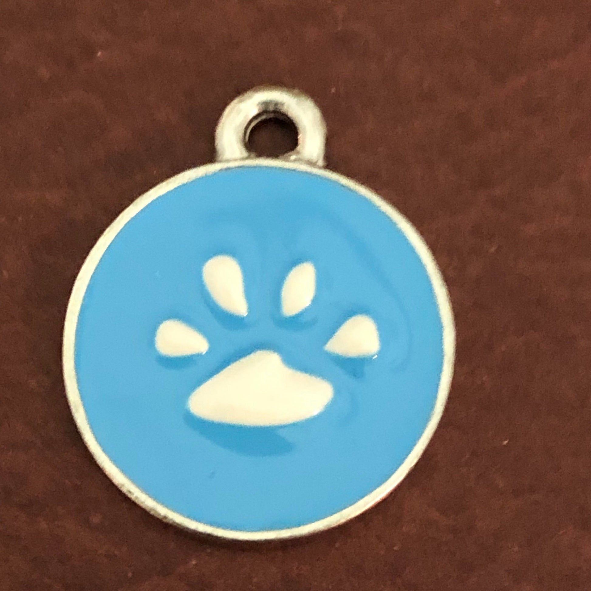 Blue Paw Print, Paw Small Pewter Circle Tag