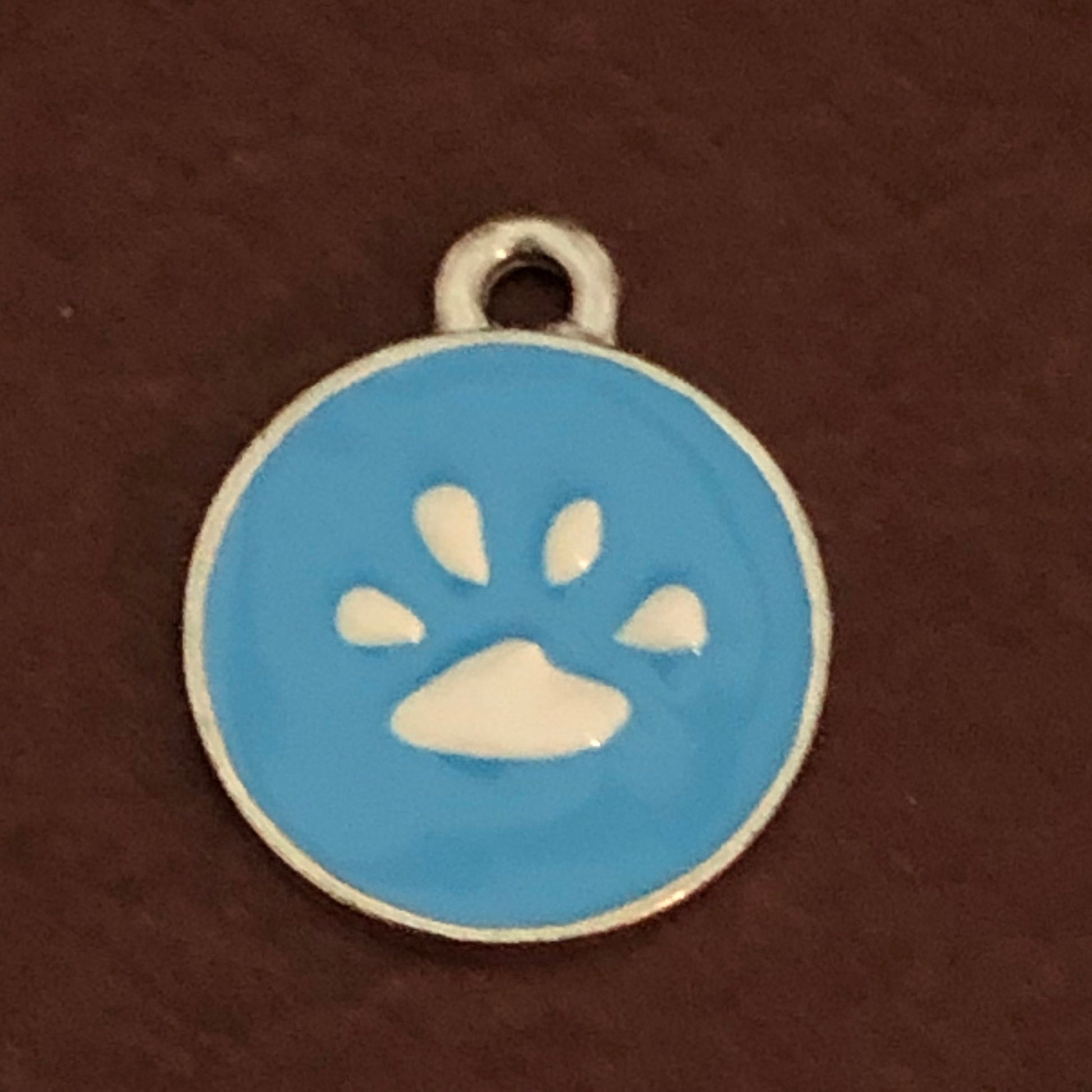 Blue Paw Print, Paw Small Pewter Circle Tag