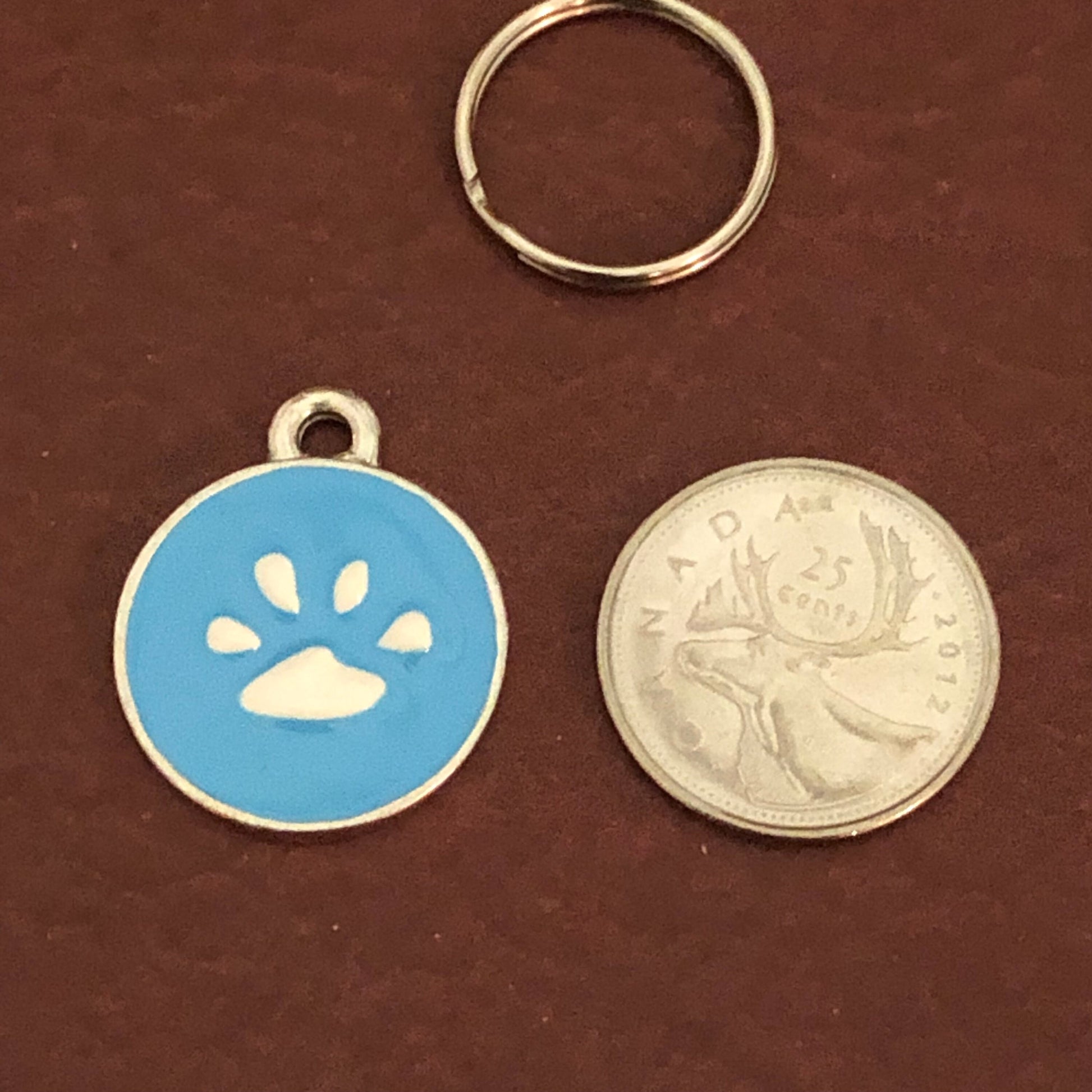 Blue Paw Print, Paw Small Pewter Circle Tag