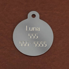 Load image into Gallery viewer, Cocker Spaniel Dog, Large Circle Aluminum Tag, Personalized Diamond Engraved, Pet Tag, Dog Tag, ID Tag For Bags For Dog Collars. CAWAPLCT2