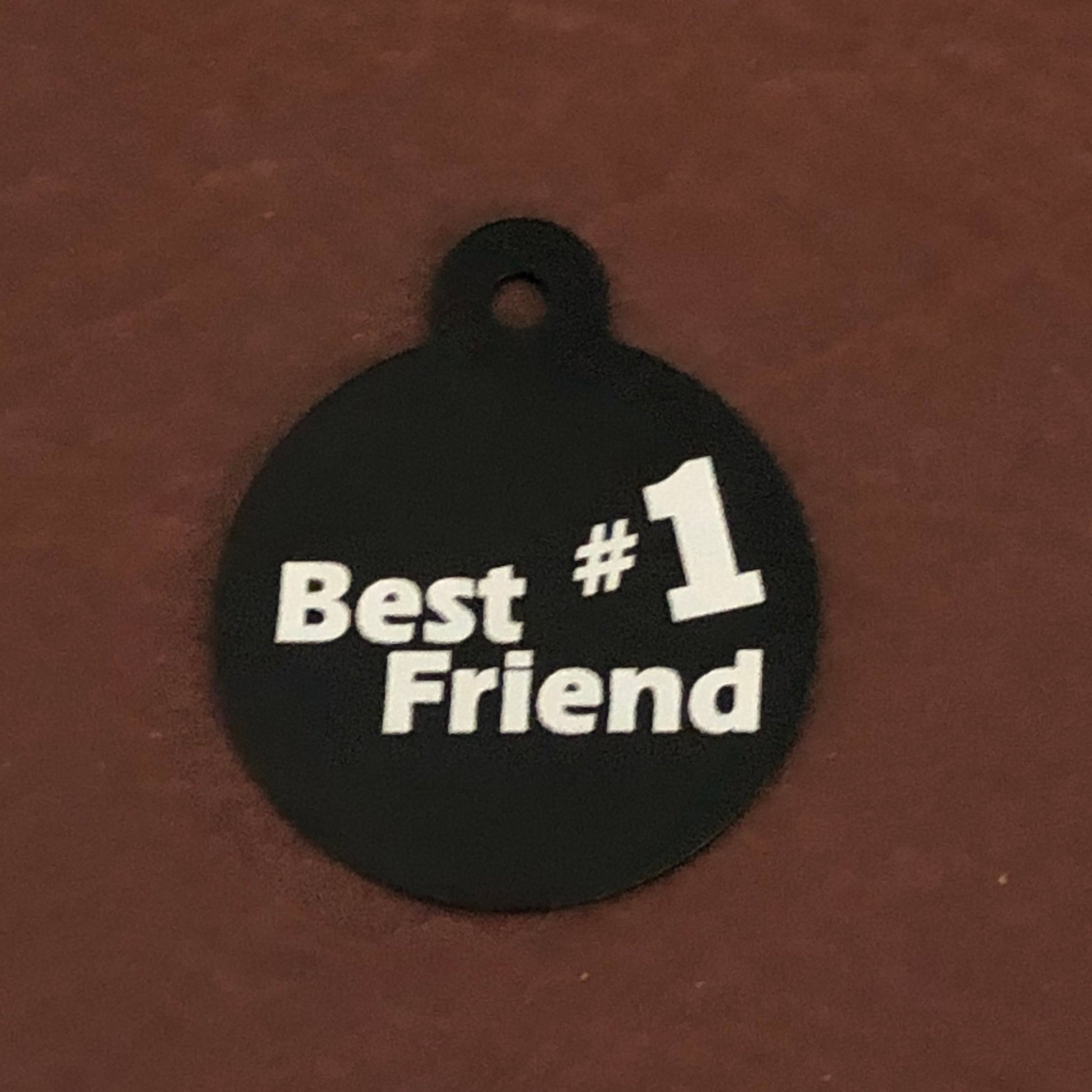 Best Friend #1, BFF, Large Black Circle Tag, Personalized Aluminum Tag, Diamond Engraved, Key Chain, Keychain, For Lost Keys BFBLC2