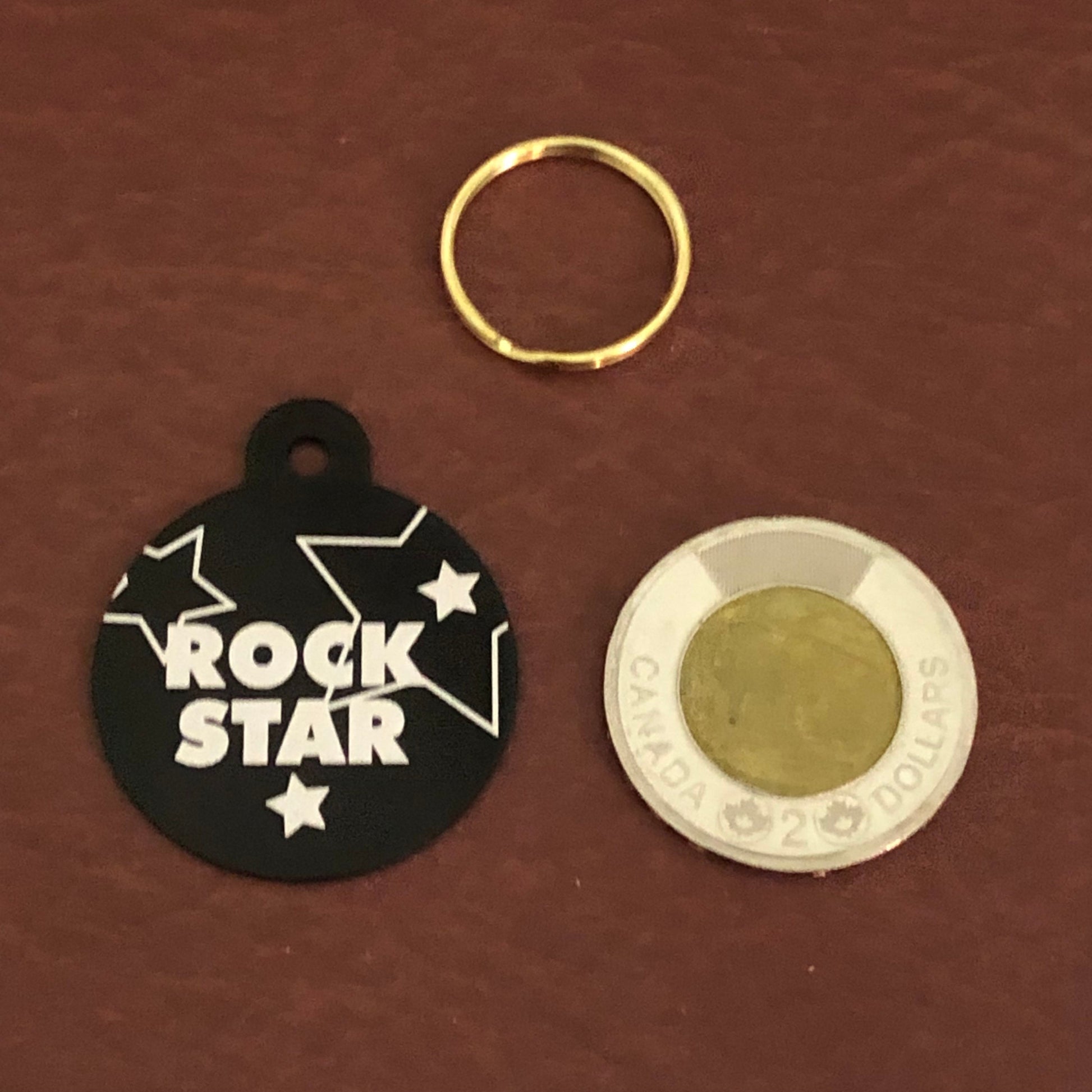 Rock Star, Large Circle Tag, Black Personalized Aluminum Tag, Diamond Engraved Dog Tag, Cat Tag, Animal Tag, Puppy Tag, For Dog Collar