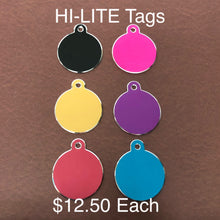 Load image into Gallery viewer, Turtle, Large Circle Aluminum Tag, Personalized Diamond Engraved, Cat Tag, Dog Tag, Human ID Tag for Bags, Backpacks, Key Chain CA9APLCT