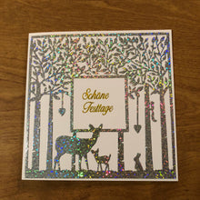 Load image into Gallery viewer, Deutsche Karten, Hirsche Schone Festtage, Weihnachtskarte, Handgemach,t Deer in The Woods German Christmas Card Handmade