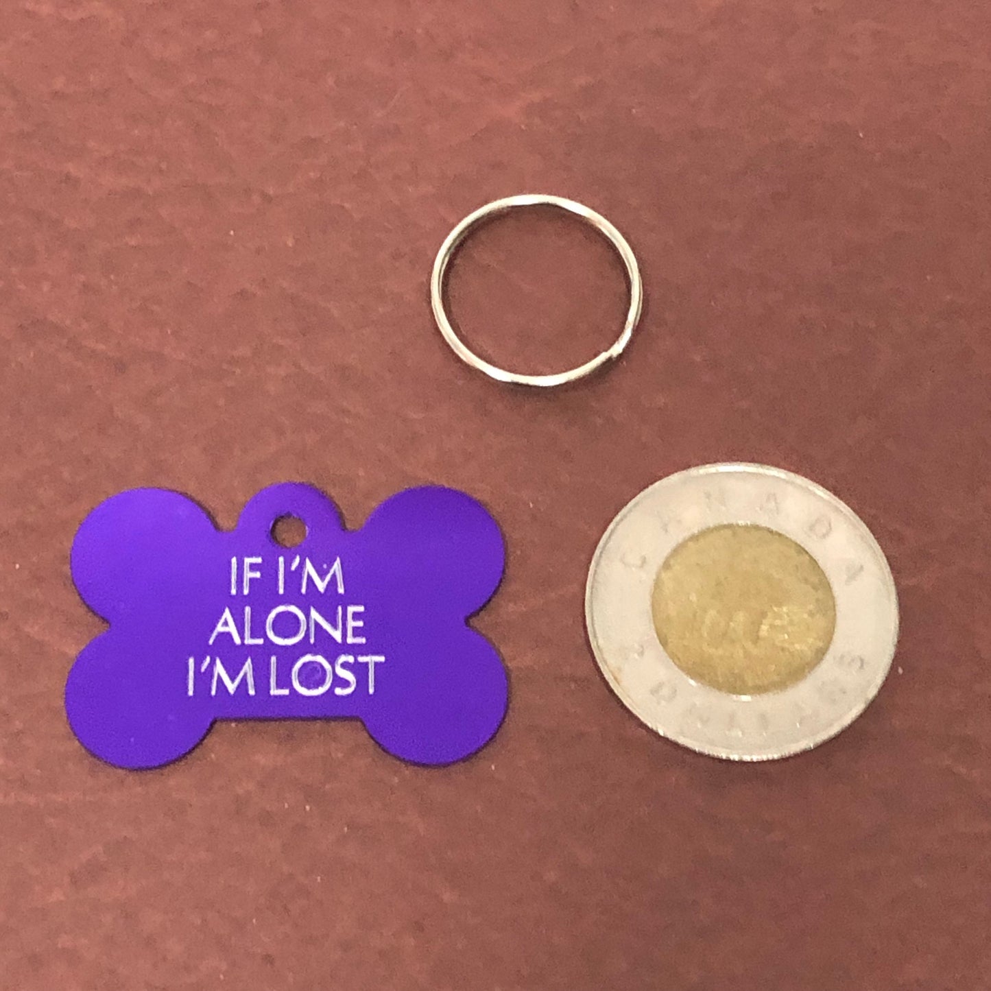 If I’m Alone I’m Lost, Large Bone Tag, Aluminum Personalized Diamond Engraved, Dog Tag, Pet Tag, ID Tags, For Dog Collar, Puppy Tag, IIAILLB