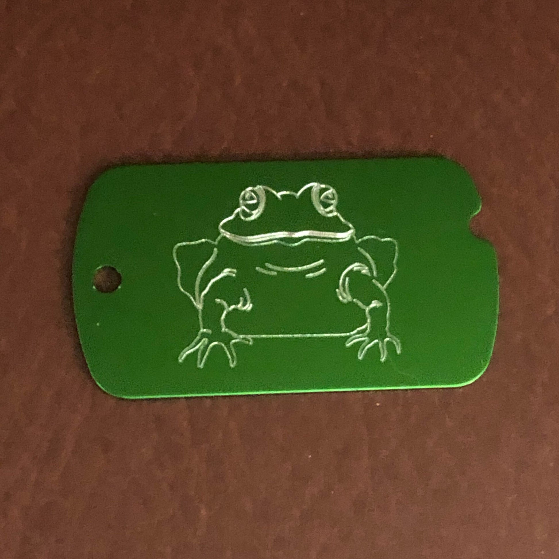 Frog, Toad, Personalized Aluminum ID Tag Diamond Engraved Perfect for Carry-on, Backpacks, Bags, Key Chain, Suitcases, for