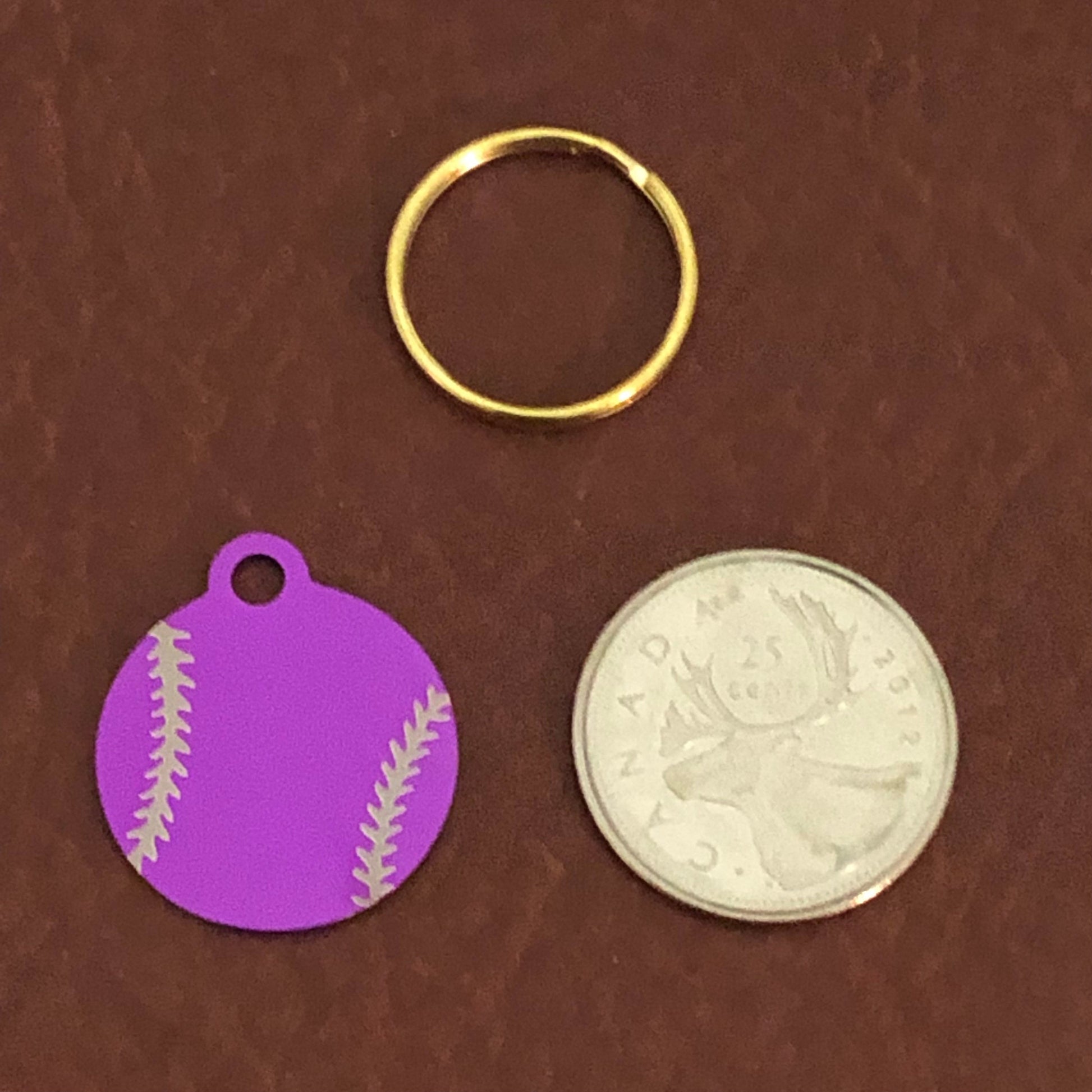 Baseball, Softball Small Purple Circle Aluminum Tag