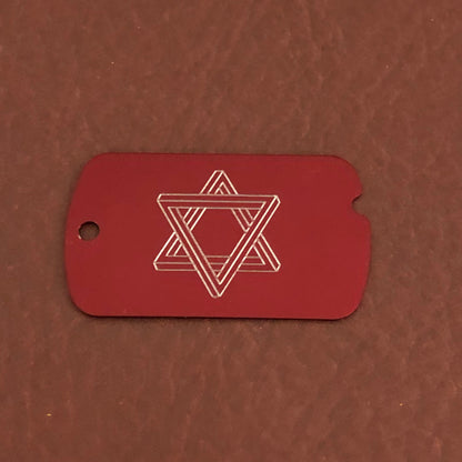 The Star of David, Magen David, Personalized Aluminum ID Tag Diamond Engraved for Carry-on, Backpacks, Keychains, CAdAMI