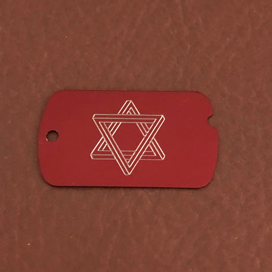 The Star of David, Magen David, Personalized Aluminum ID Tag Diamond Engraved for Carry-on, Backpacks, Keychains, CAdAMI